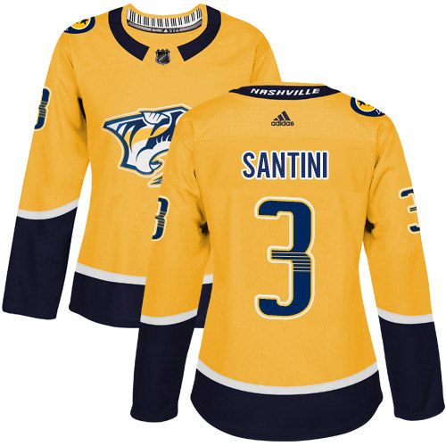 Adidas Nashville Predators #3 Steven Santini Yellow Home Authentic Women's Stitched Jersey Womens
