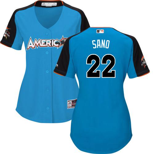 Minnesota Twins #22 Miguel Sano Blue 2017 All-Star American League Women's Stitched Jersey Womens