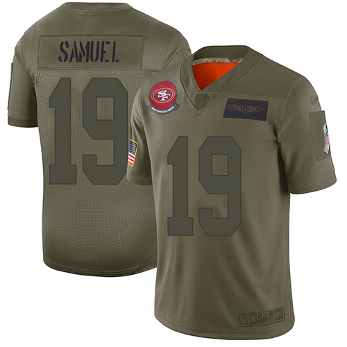 49ers #19 Deebo Samuel Camo Youth Stitched Limited 2019 Salute To Service Jersey