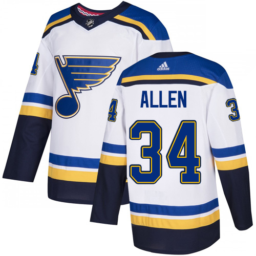 Adidas St. Louis Blues #34 Jake Allen White Road Authentic Stitched Youth Jersey Youth