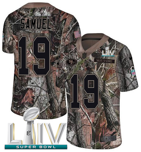 49ers #19 Deebo Samuel Camo Super Bowl LIV 2020 Men's Stitched Limited Rush Realtree Jersey
