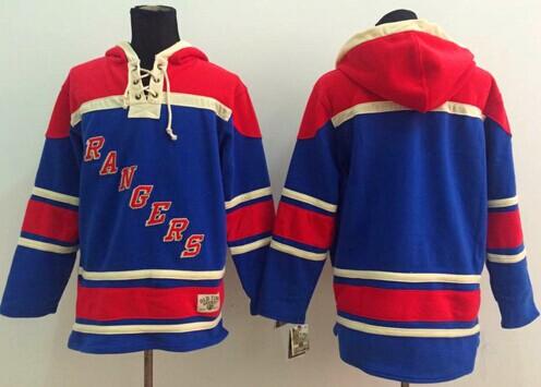 Rangers Blank Blue Sawyer Hooded Sweatshirt Stitched Jersey
