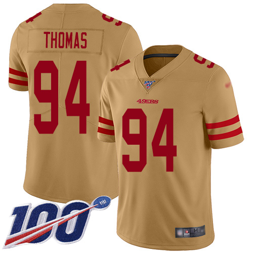 San Francisco 49ers #94 Solomon Thomas Gold Men's Stitched Limited Inverted Legend 100th Season Jersey Men's