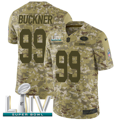 San Francisco 49ers #99 DeForest Buckner Camo Super Bowl LIV 2020 Youth Stitched Limited 2018 Salute To Service Jersey Youth