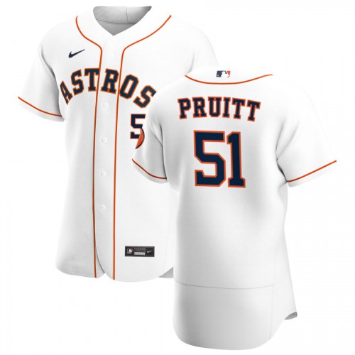 Houston Houston Astros #51 Austin Pruitt Men's White Home 2020 Authentic Player Jersey Men's