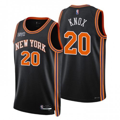 New York New York Knicks #20 Kevin Knox Mens Black 2021/22 Swingman Jersey - City Edition Mens