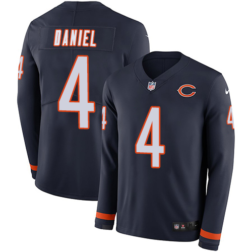 Chicago Bears #4 Chase Daniel Navy Blue Team Color Men's Stitched Limited Therma Long Sleeve Jersey Men's