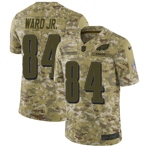 Philadelphia Eagles #84 Greg Ward Jr. Camo Youth Stitched Limited 2018 Salute To Service Jersey Youth