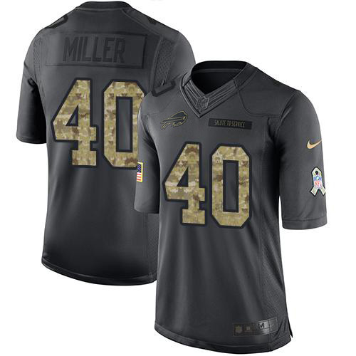 Bills #40 Von Miller Black Men's Stitched Limited 2016 Salute To Service Jersey