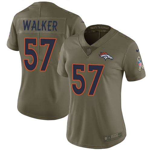 Denver Broncos #57 Demarcus Walker Olive Women's Stitched Limited 2017 Salute to Service Jersey Womens