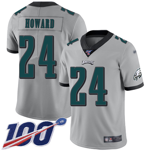 Philadelphia Eagles #24 Jordan Howard Silver Men's Stitched Limited Inverted Legend 100th Season Jersey Men's