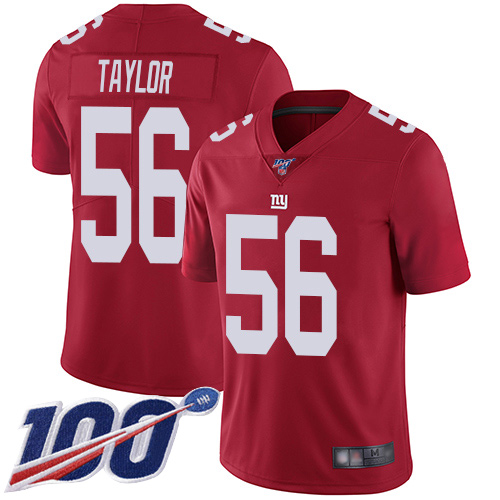 Giants #56 Lawrence Taylor Red Men's Stitched Limited Inverted Legend 100th Season Jersey