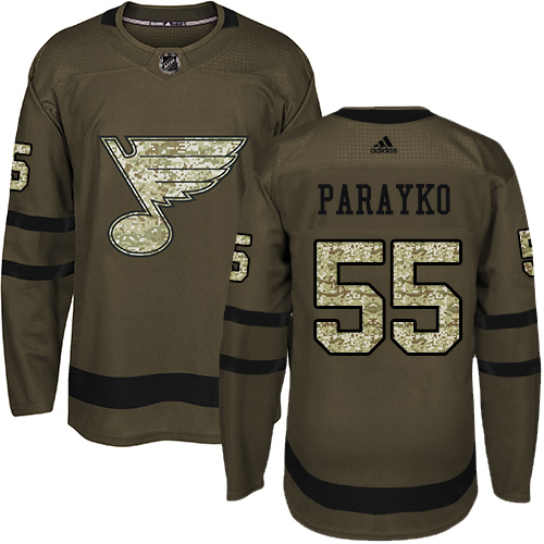 Adidas St. Louis Blues #55 Colton Parayko Green Salute to Service Stitched Jersey Men's