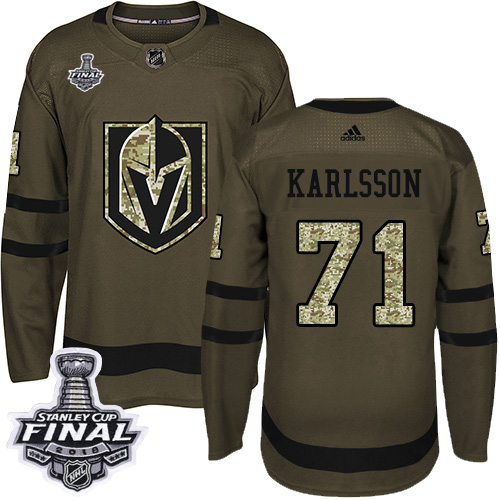 Adidas Golden Vegas Golden Knights #71 William Karlsson Green Salute to Service 2018 Stanley Cup Final Stitched Jersey Men's