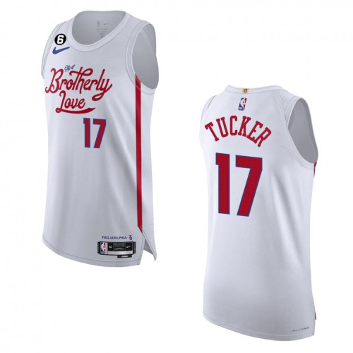 Philadelphia Philadelphia 76ers #17 P.J. Tucker White 2022-23 Authentic Jersey - City Edition Mens