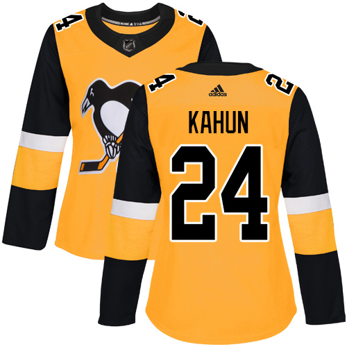 Adidas Pittsburgh Penguins #24 Dominik Kahun Gold Alternate Authentic Women's Stitched Jersey Womens