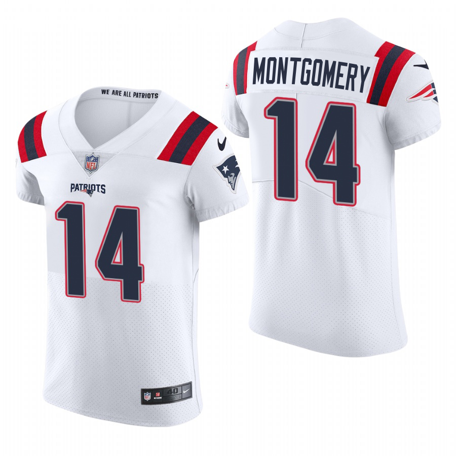 New England Patriots #14 Ty Montgomery Men's White Team Color Men's Stitched 2020 Vapor Untouchable Elite Jersey