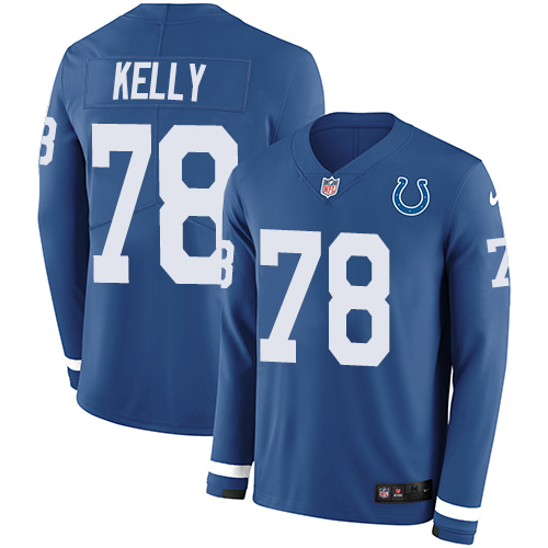 Indianapolis Colts #78 Ryan Kelly Royal Blue Team Color Men's Stitched Limited Therma Long Sleeve Jersey Men's