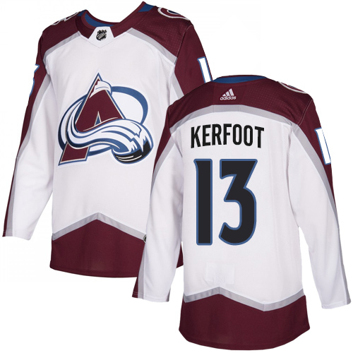 Adidas Colorado Avalanche #13 Alexander Kerfoot White Road Authentic Stitched Jersey Men's