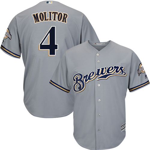 Milwaukee Brewers #4 Paul Molitor Grey Cool Base Stitched Youth Jersey Youth
