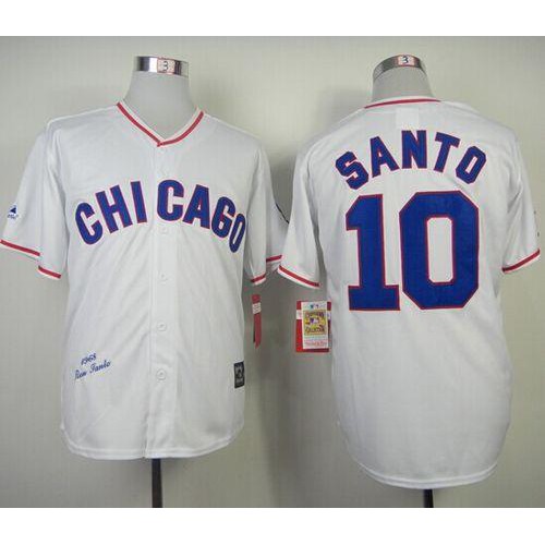 Mitchell And Ness 1968 Chicago Cubs #10 Ron Santo White Throwback Stitched Jersey Men's
