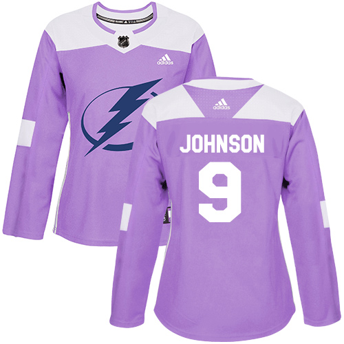 Adidas Tampa Bay Lightning #9 Tyler Johnson Purple Authentic Fights Cancer Women's Stitched Jersey Womens