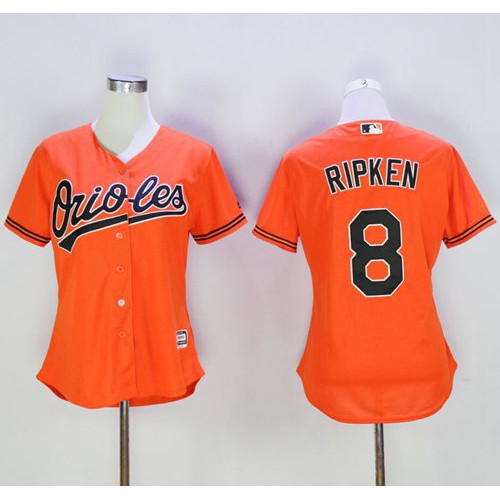 Baltimore Orioles #8 Cal Ripken Orange Women's Alternate Stitched Jersey Womens