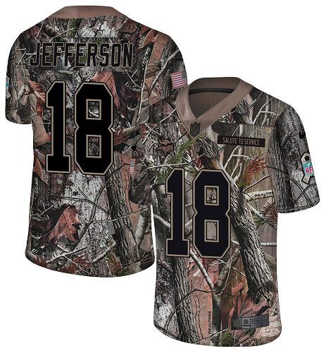 Vikings #18 Justin Jefferson Camo Men's Stitched Limited Rush Realtree Jersey