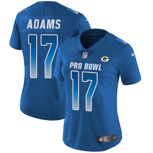 Packers #17 Davante Adams Royal Women's Stitched Limited NFC 2019 Pro Bowl Jersey