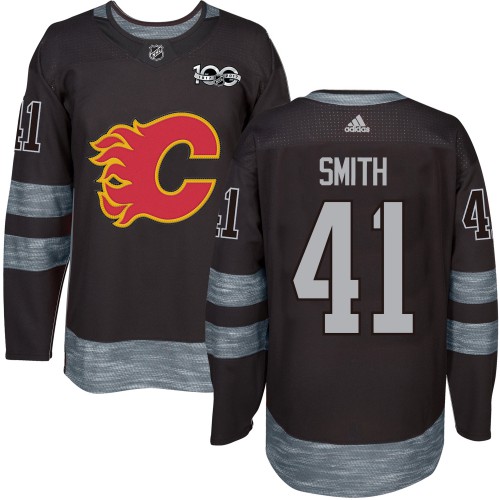 Adidas Calgary Flames #41 Mike Smith Black 1917-2017 100th Anniversary Stitched Jersey Men's