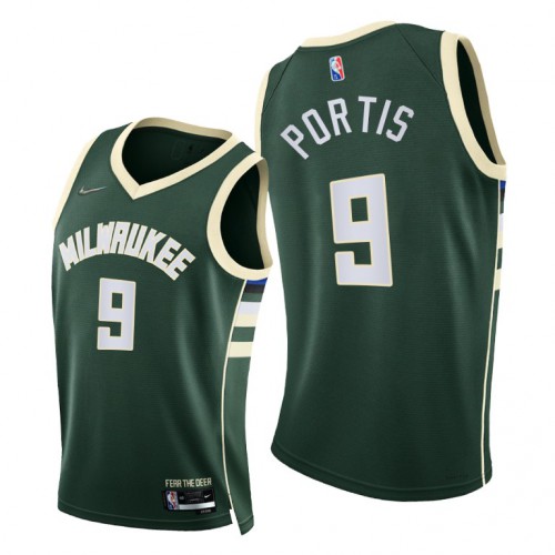 Milwaukee Bucks #9 Bobby Portis Mens 2021-22 75th Diamond Anniversary Jersey Green Mens
