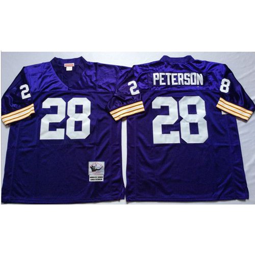Mitchell And Ness Minnesota Vikings #28 Adrian Peterson Purple Throwback Stitched Jersey Men's