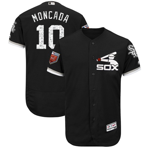 Chicago White Sox #10 Yoan Moncada Black 2018 Spring Training Authentic Flex Base Stitched Jersey Men's