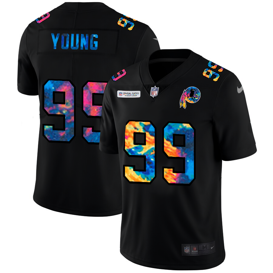 Washington Commanders #99 Chase Young Men's Multi-Color Black 2020 Crucial Catch Vapor Untouchable Limited Jersey