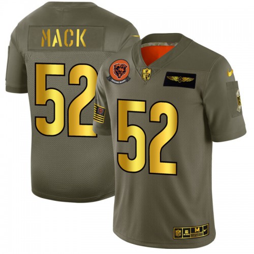 Chicago Chicago Bears #52 Khalil Mack Men's Olive Gold 2019 Salute to Service Limited Jersey Men's
