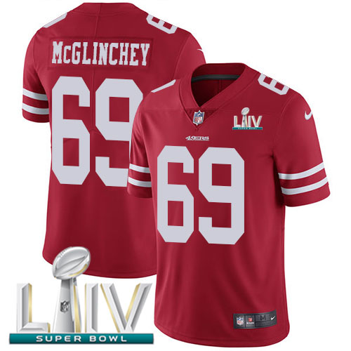 San Francisco 49ers #69 Mike McGlinchey Red Super Bowl LIV 2020 Team Color Men's Stitched Vapor Untouchable Limited Jersey Men's