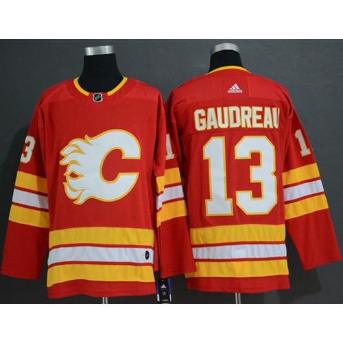 Adidas Calgary Flames #13 Johnny Gaudreau Red Alternate Authentic Stitched Jersey Men's