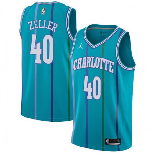 Charlotte Hornets #40 Cody Zeller Aqua Jordan Swingman Hardwood Classics Jersey Mens