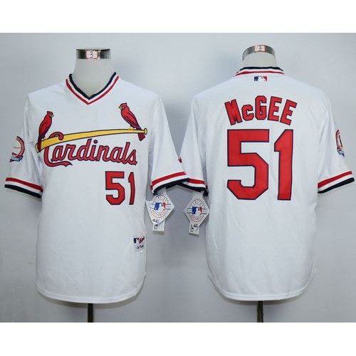 St.Louis Cardinals #51 Willie McGee White 1982 Turn Back The Clock Stitched Jersey Men's