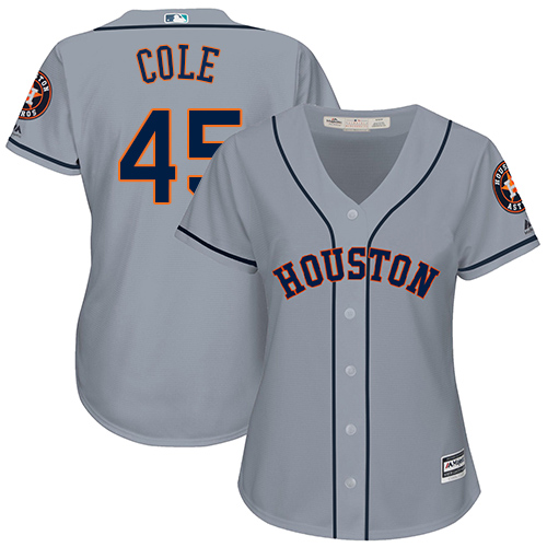 Houston Astros #45 Gerrit Cole Grey Road Women's Stitched Jersey Womens