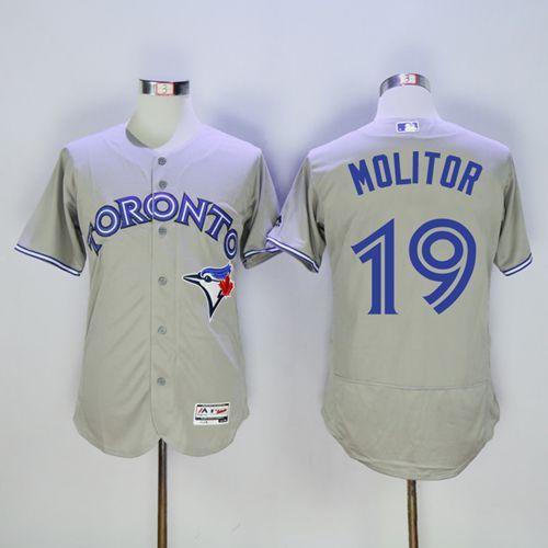 Toronto Blue Jays #19 Paul Molitor Grey Flexbase Authentic Collection Stitched Jersey Men's