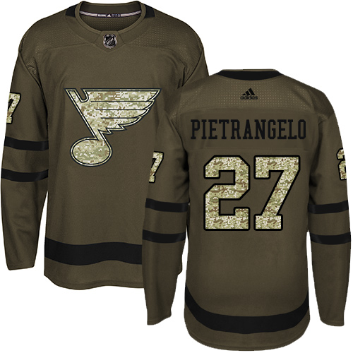 Adidas St. Louis Blues #27 Alex Pietrangelo Green Salute to Service Stitched Youth Jersey Youth