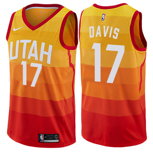 Utah Jazz #17 Ed Davis Orange Swingman City Edition Jersey Mens