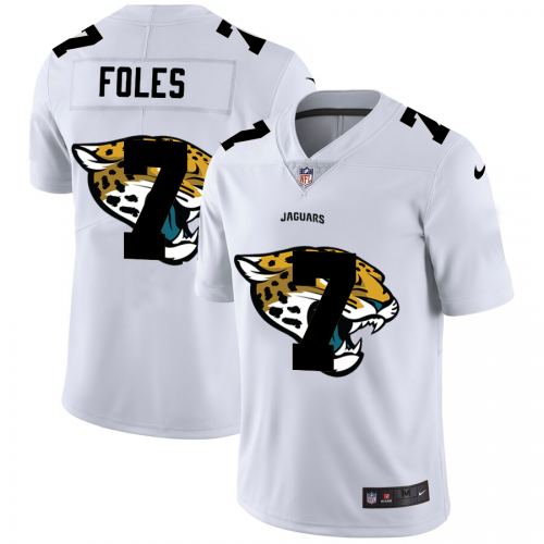 Jacksonville Jacksonville Jaguars #7 Nick Foles White Men's Team Logo Dual Overlap Limited Jersey Men's