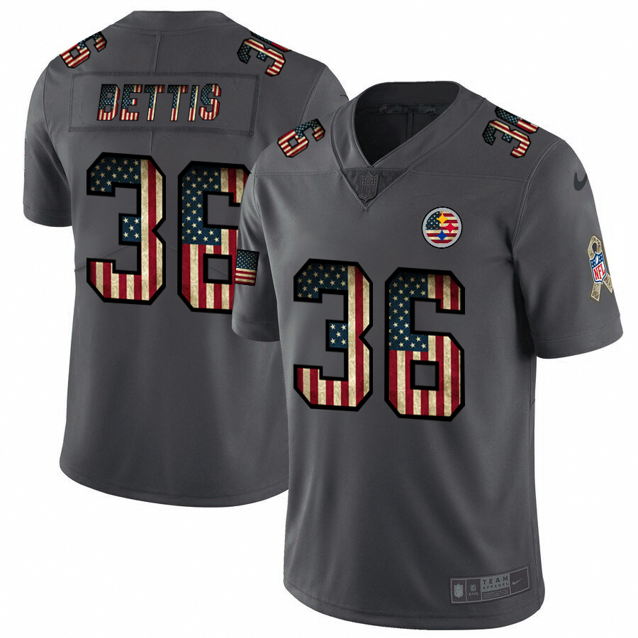 Steelers #36 Jerome Bettis 2018 Salute To Service Retro USA Flag Limited Jersey