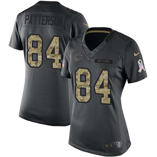 Chicago Bears #84 Cordarrelle Patterson Black Women's Stitched Limited 2016 Salute to Service Jersey Womens