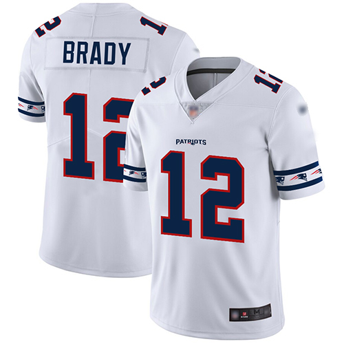 Patriots #12 Tom Brady White Men's Stitched Limited Team Logo Fashion Jersey