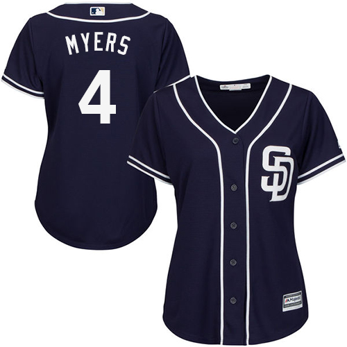 San Diego Padres #4 Wil Myers Navy Blue Alternate Women's Stitched Jersey Womens