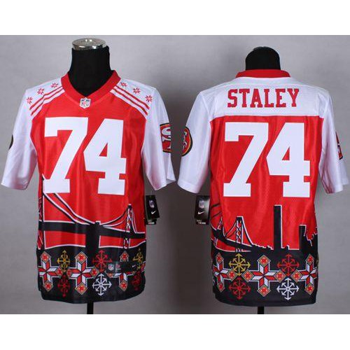 San Francisco 49ers #74 Joe Staley Red Men's Stitched Elite Noble Fashion Jersey Men's
