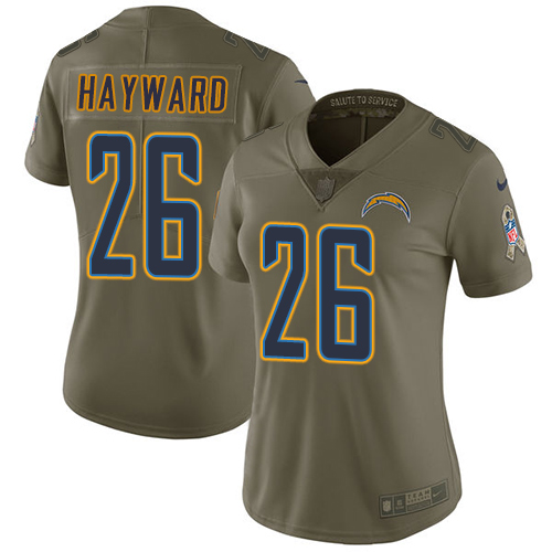 Los Angeles Chargers #26 Casey Hayward Olive Women's Stitched Limited 2017 Salute to Service Jersey Womens